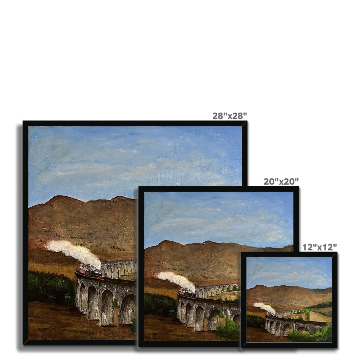 Glenfinnan Viaduct Painting | Framed Prints From Scotland-Framed Prints-Scottish Highlands & Lowlands Art Gallery-Paintings, Prints, Homeware, Art Gifts From Scotland By Scottish Artist Kevin Hunter