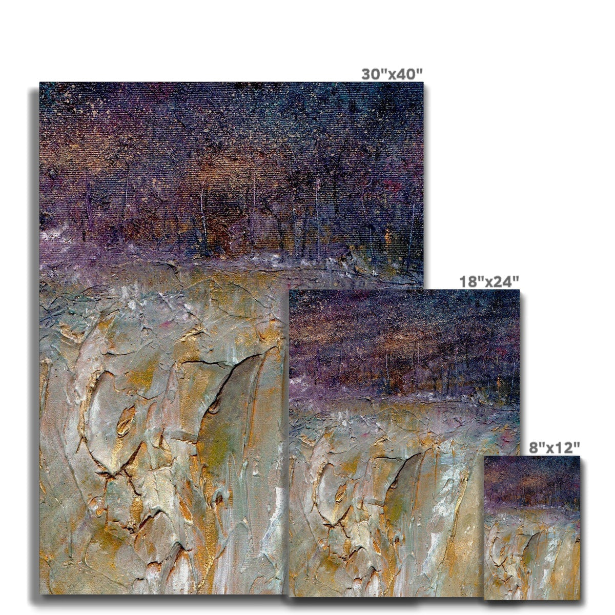 Abstract Golden Forest canvas with earthy textured brushstrokes