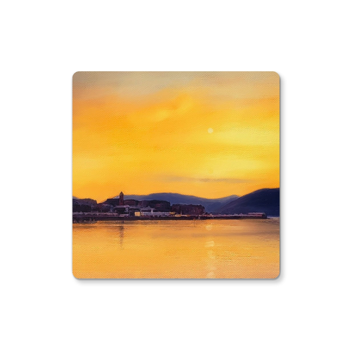 Gourock From Cardwell Bay Art Gifts Coaster-Coasters-River Clyde Art Gallery-2 Coasters-Paintings, Prints, Homeware, Art Gifts From Scotland By Scottish Artist Kevin Hunter