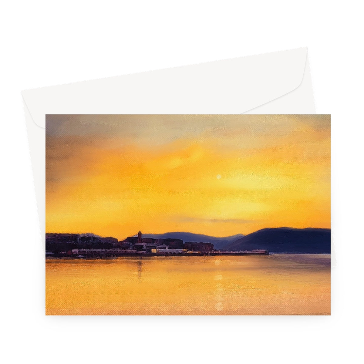 Gourock From Cardwell Bay Art Gifts Greeting Card-Greetings Cards-River Clyde Art Gallery-A5 Landscape-1 Card-Paintings, Prints, Homeware, Art Gifts From Scotland By Scottish Artist Kevin Hunter
