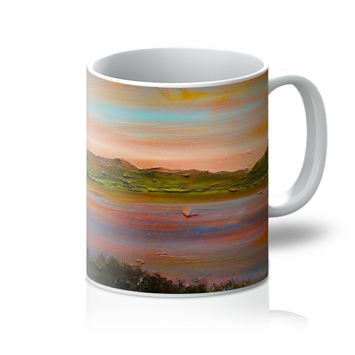 Gourock Golf Club Sunset Art Gifts Mug-Mugs-River Clyde Art Gallery-11oz-White-Paintings, Prints, Homeware, Art Gifts From Scotland By Scottish Artist Kevin Hunter