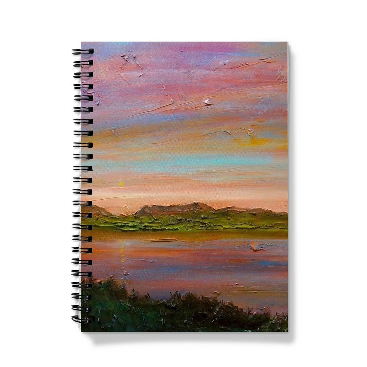 Gourock Golf Club Sunset Art Gifts Notebook-Journals & Notebooks-River Clyde Art Gallery-A5-Graph-Paintings, Prints, Homeware, Art Gifts From Scotland By Scottish Artist Kevin Hunter