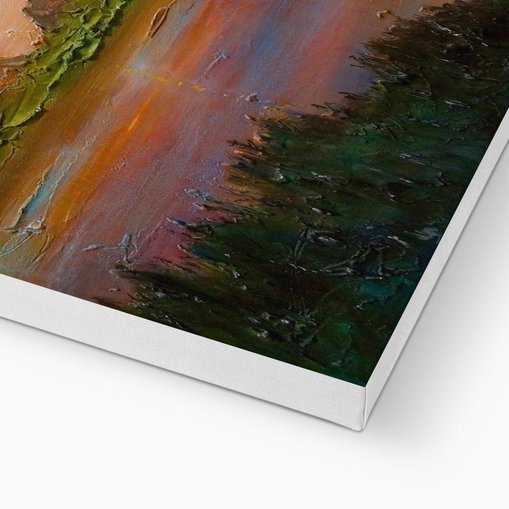 Textured oil painting on white canvas for Gourock Golf Club Sunset Canvas artwork