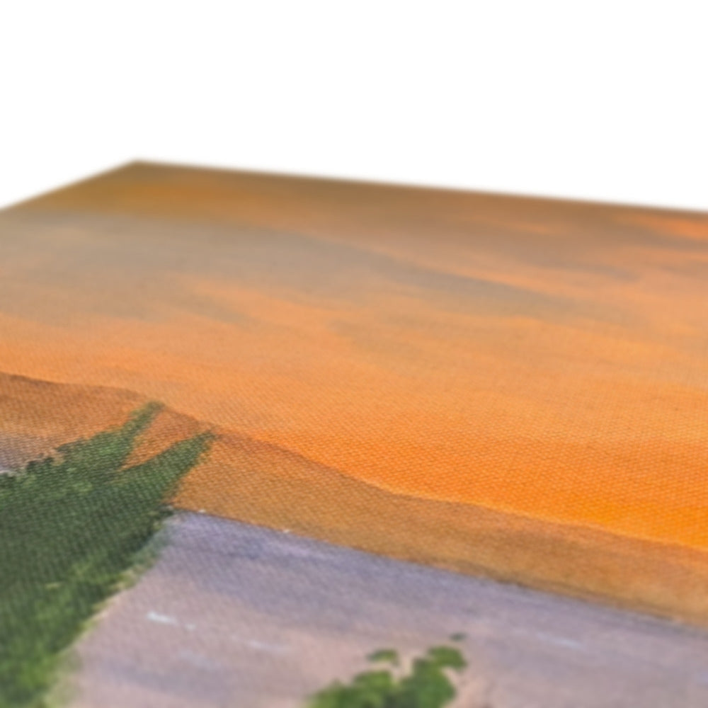 Gourock Golf Club Tower Hill canvas print of orange dune landscape with green vegetation and blue water