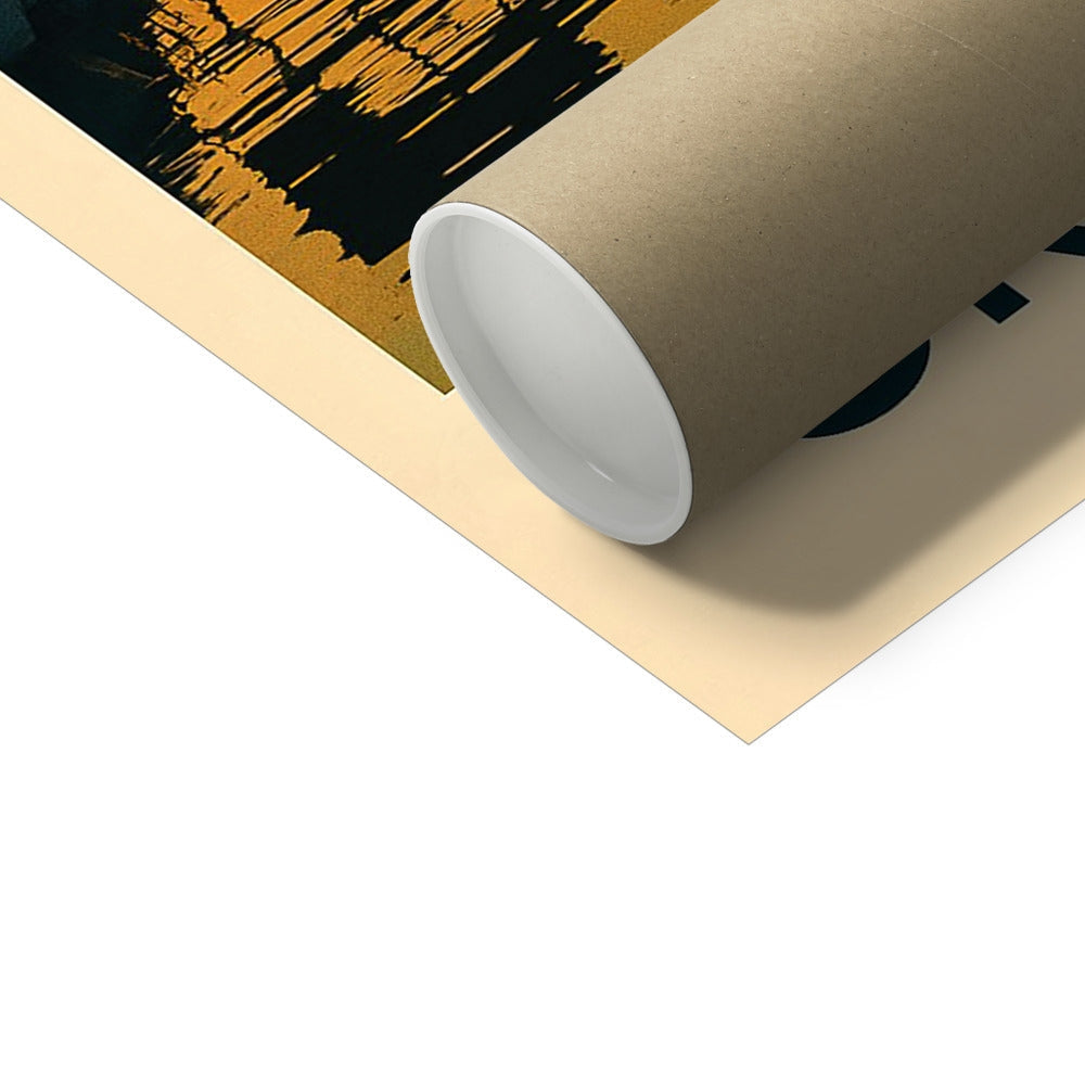 Brown cardboard tube with white interior and black end cap for Greenock Fine Art Prints