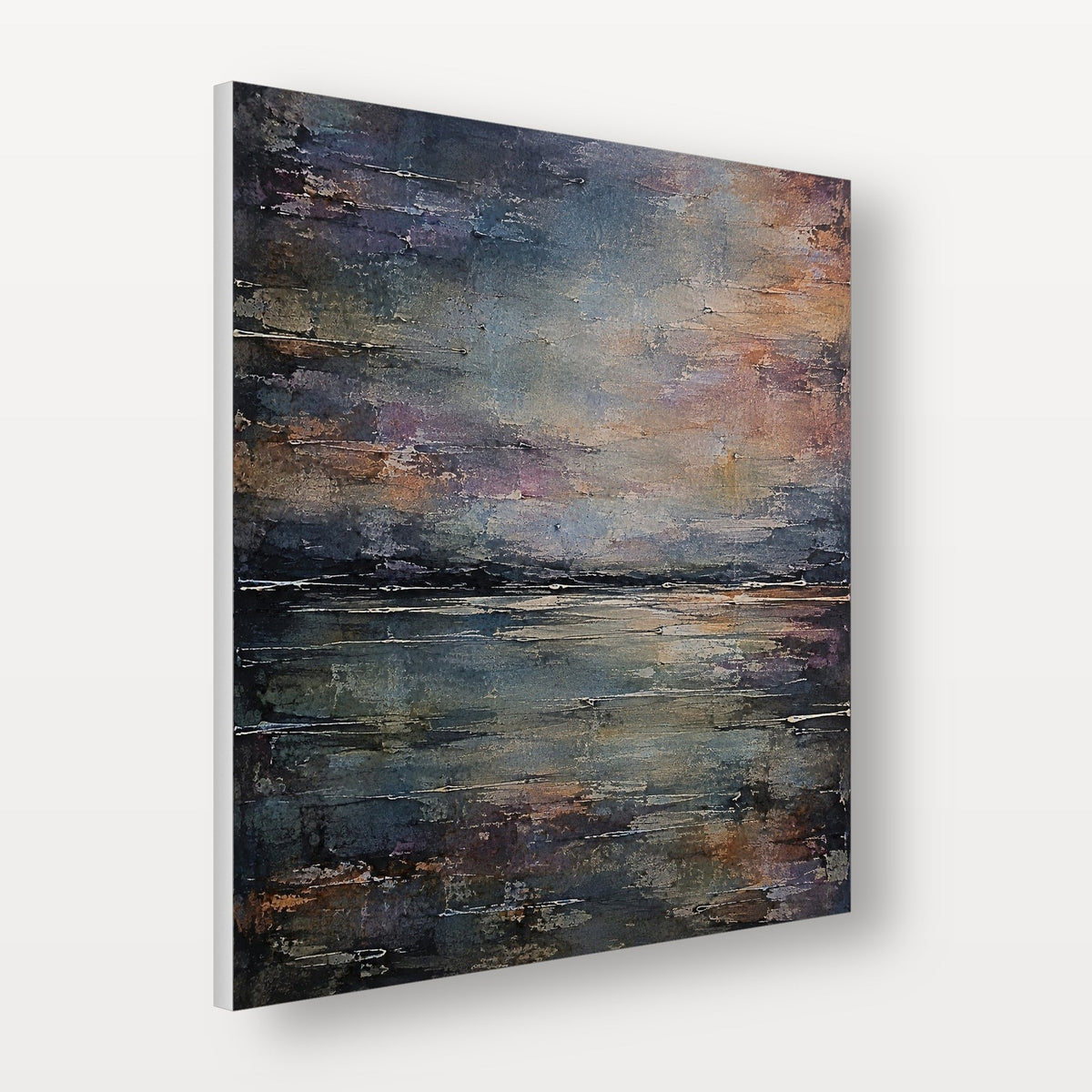 Haar Horizon original painting on deep-edge canvas viewed from an angle showing the white 3.8cm sides