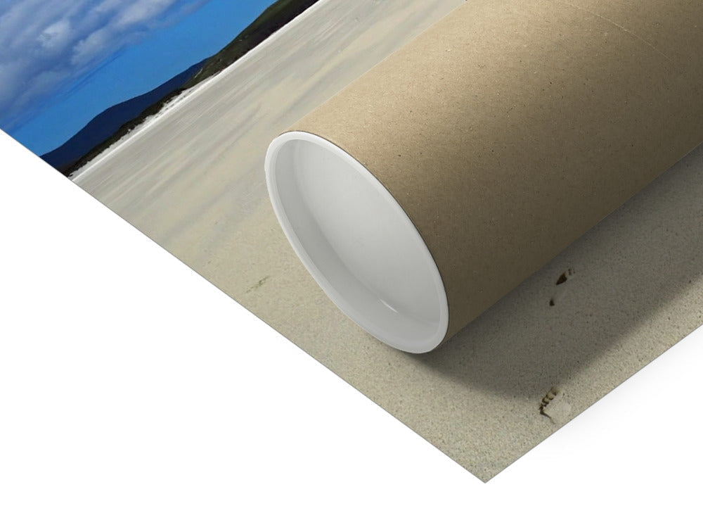 Brown cardboard tube with white lining for Happy Hooman & Dog on Luskentyre Fine Art Print