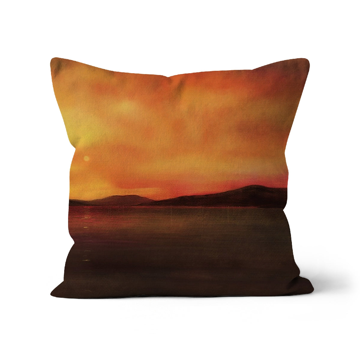 Harris Sunset Art Gifts Cushion-Cushions-Hebridean Islands Art Gallery-Linen-22"x22"-Paintings, Prints, Homeware, Art Gifts From Scotland By Scottish Artist Kevin Hunter
