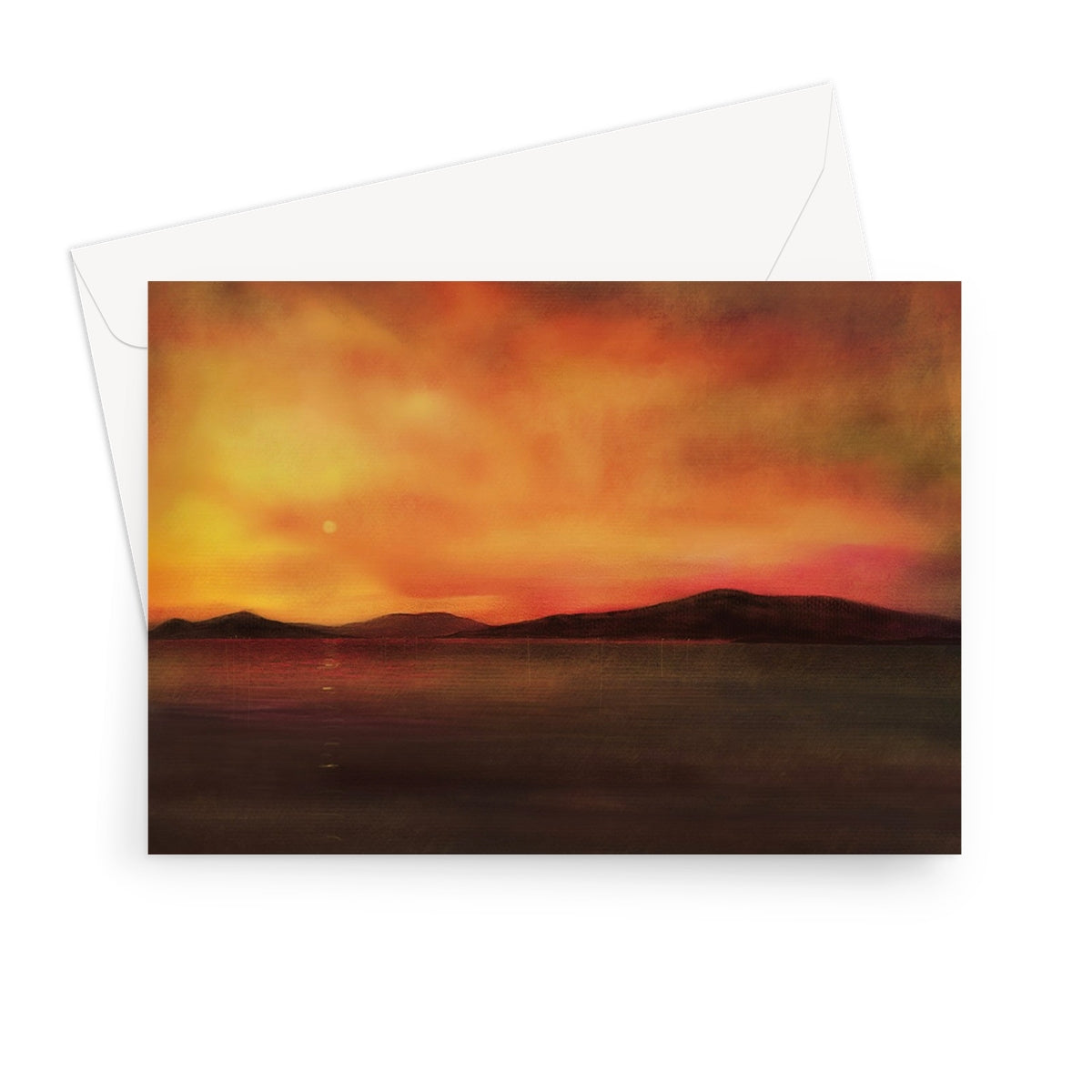 Harris Sunset Art Gifts Greeting Card-Greetings Cards-Hebridean Islands Art Gallery-7"x5"-10 Cards-Paintings, Prints, Homeware, Art Gifts From Scotland By Scottish Artist Kevin Hunter