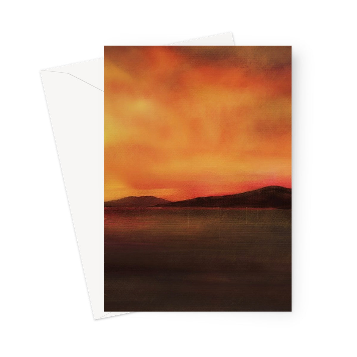 Harris Sunset Art Gifts Greeting Card-Greetings Cards-Hebridean Islands Art Gallery-5"x7"-1 Card-Paintings, Prints, Homeware, Art Gifts From Scotland By Scottish Artist Kevin Hunter