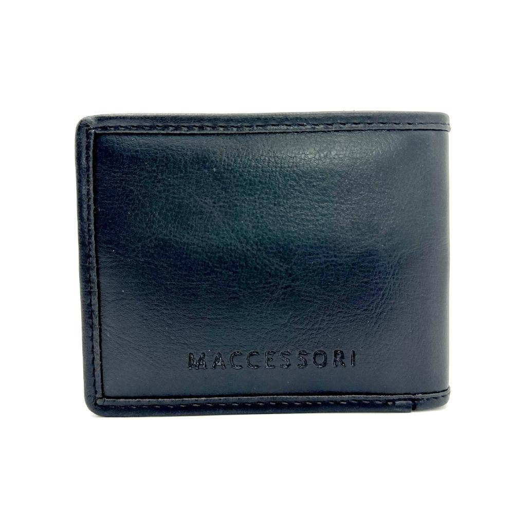 Black leather Harris Tweed bifold coin wallet in charcoal by Maccessori