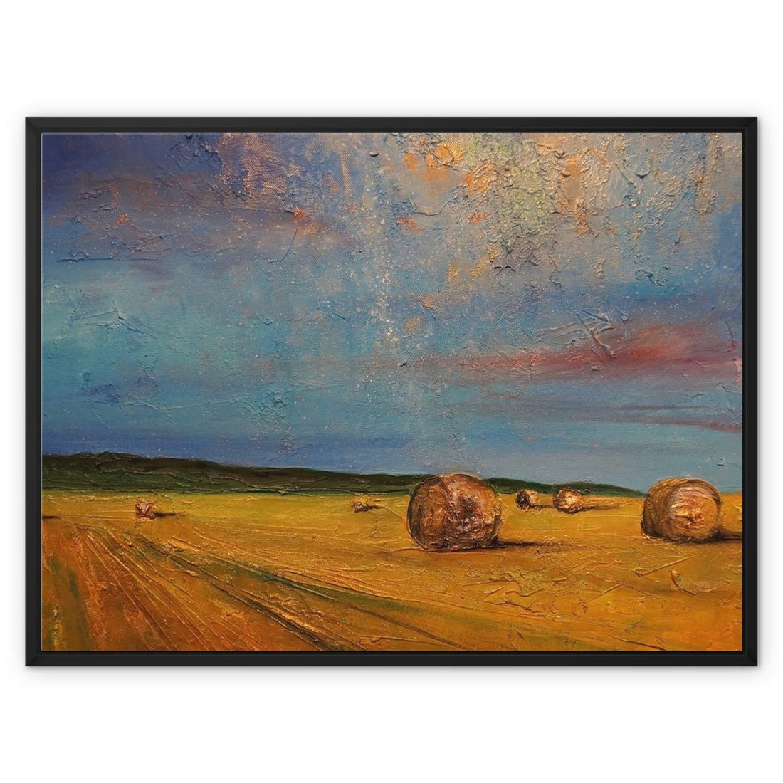 Hay Bales Painting | Framed Canvas | Paintings from Scotland by Scottish Artist Hunter