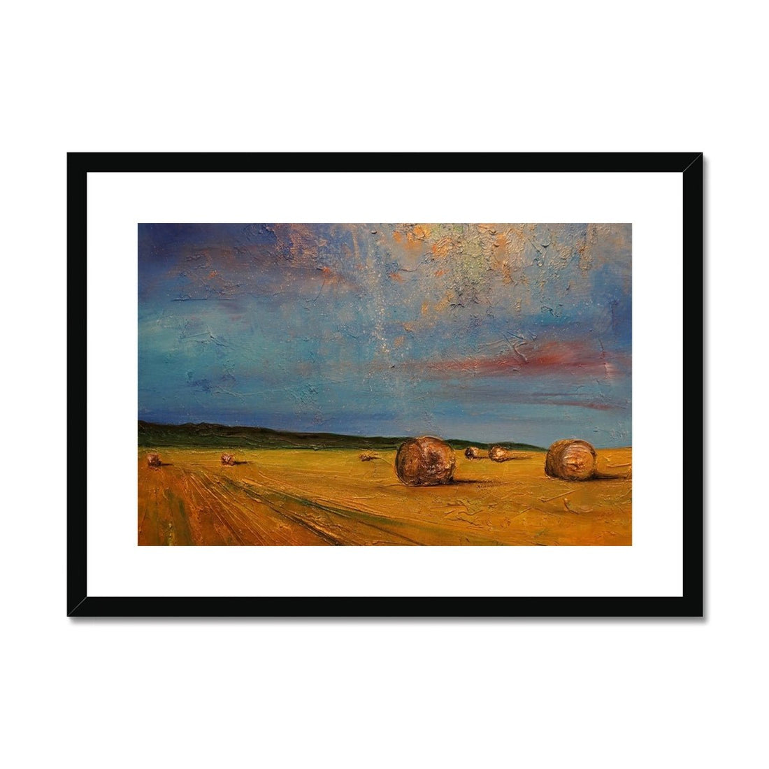 Hay Bales Painting | Framed &amp; Mounted Print | Paintings from Scotland by Scottish Artist Hunter
