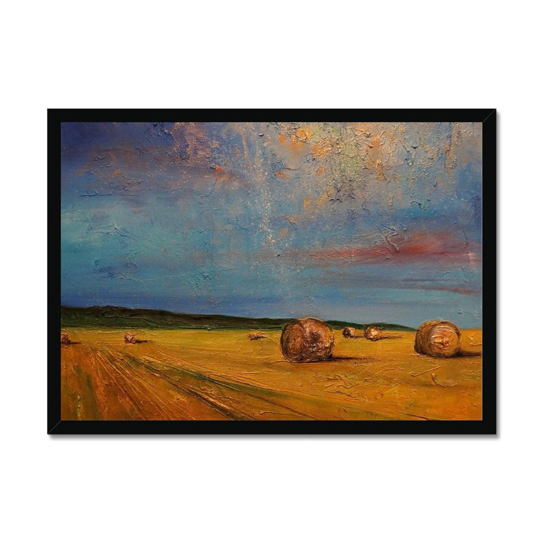 Hay Bales Painting | Framed Print | Paintings from Scotland by Scottish Artist Hunter