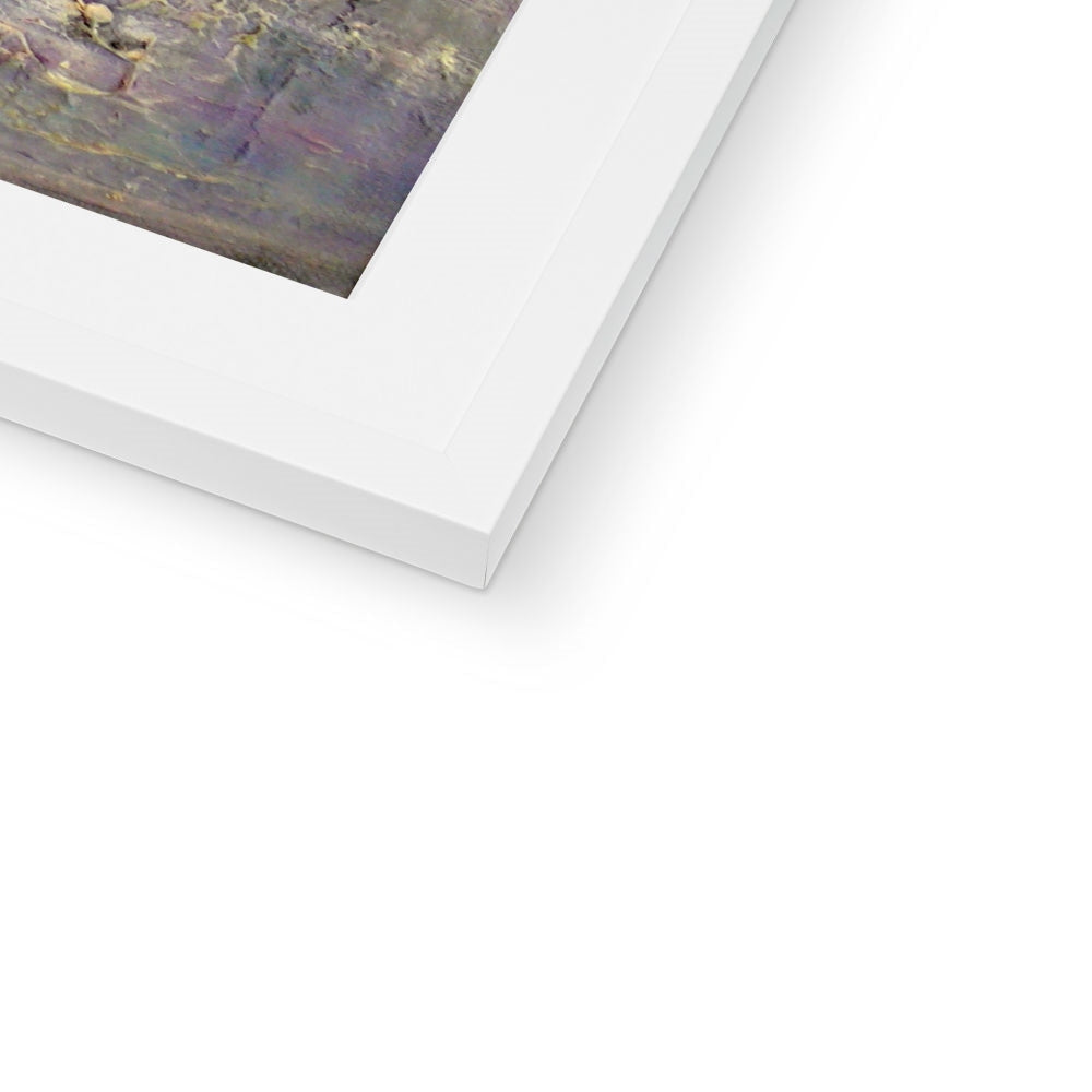 White matte frame with Hidden Valley Snow abstract artwork