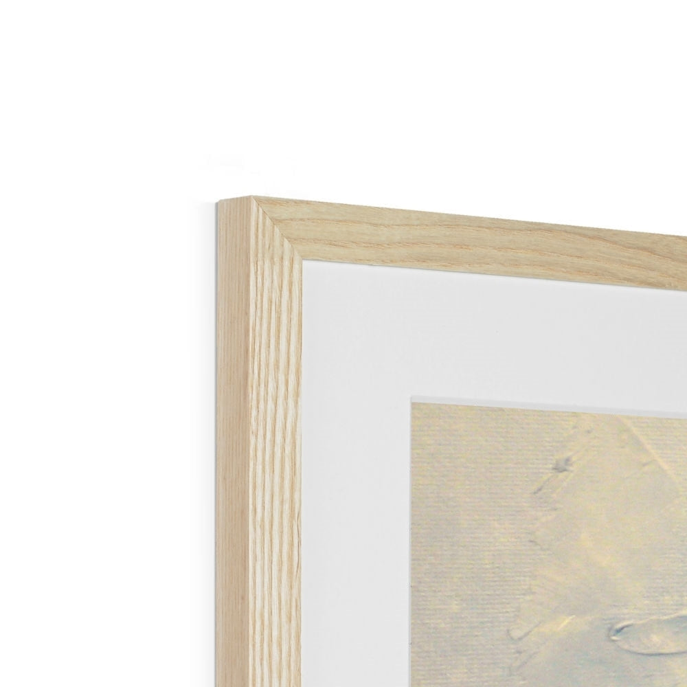 Hidden Valley Snow art print in light wood frame with textured canvas