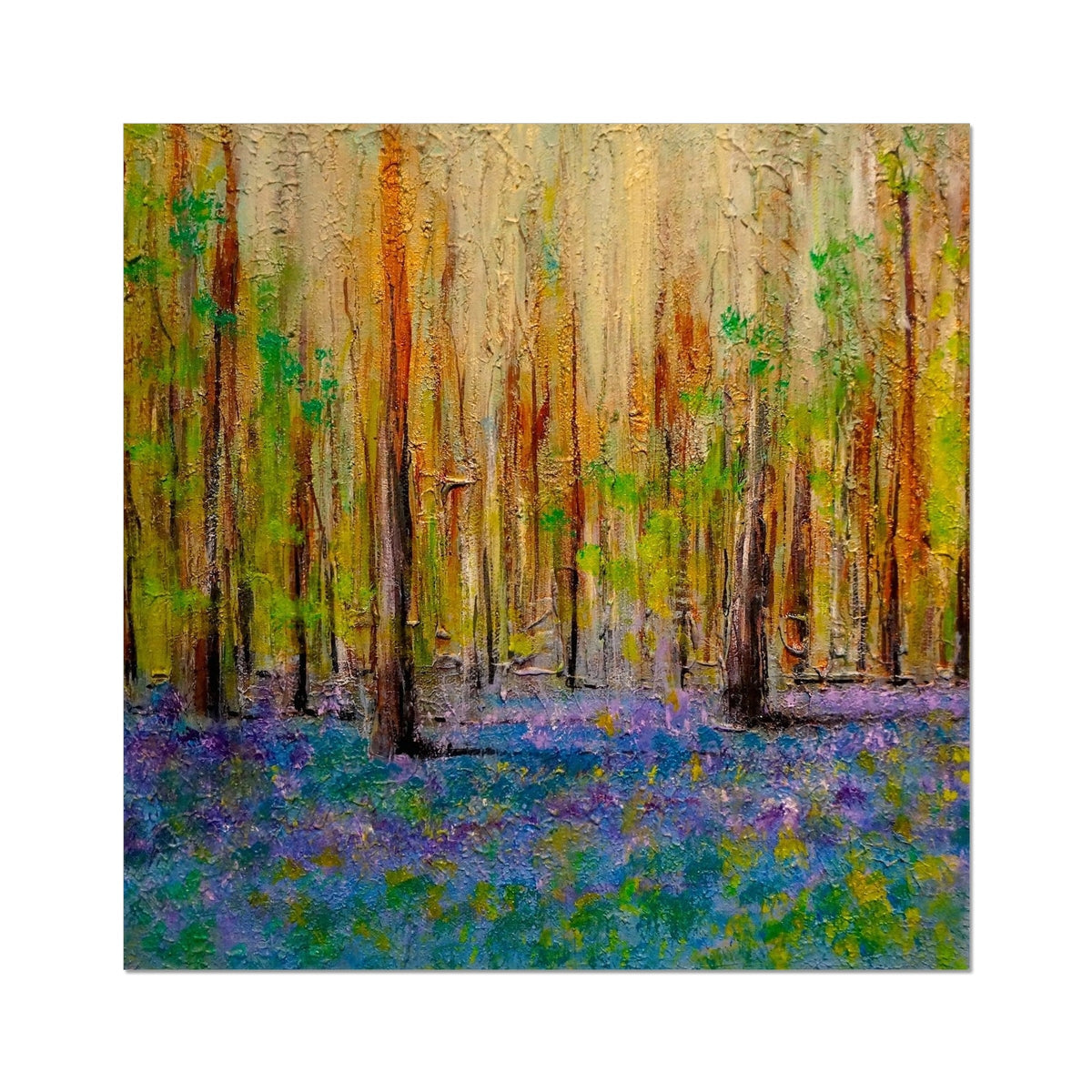 Impressionistic Highland Bluebells Artist Proof Collector Print of a forest with bluebell flowers