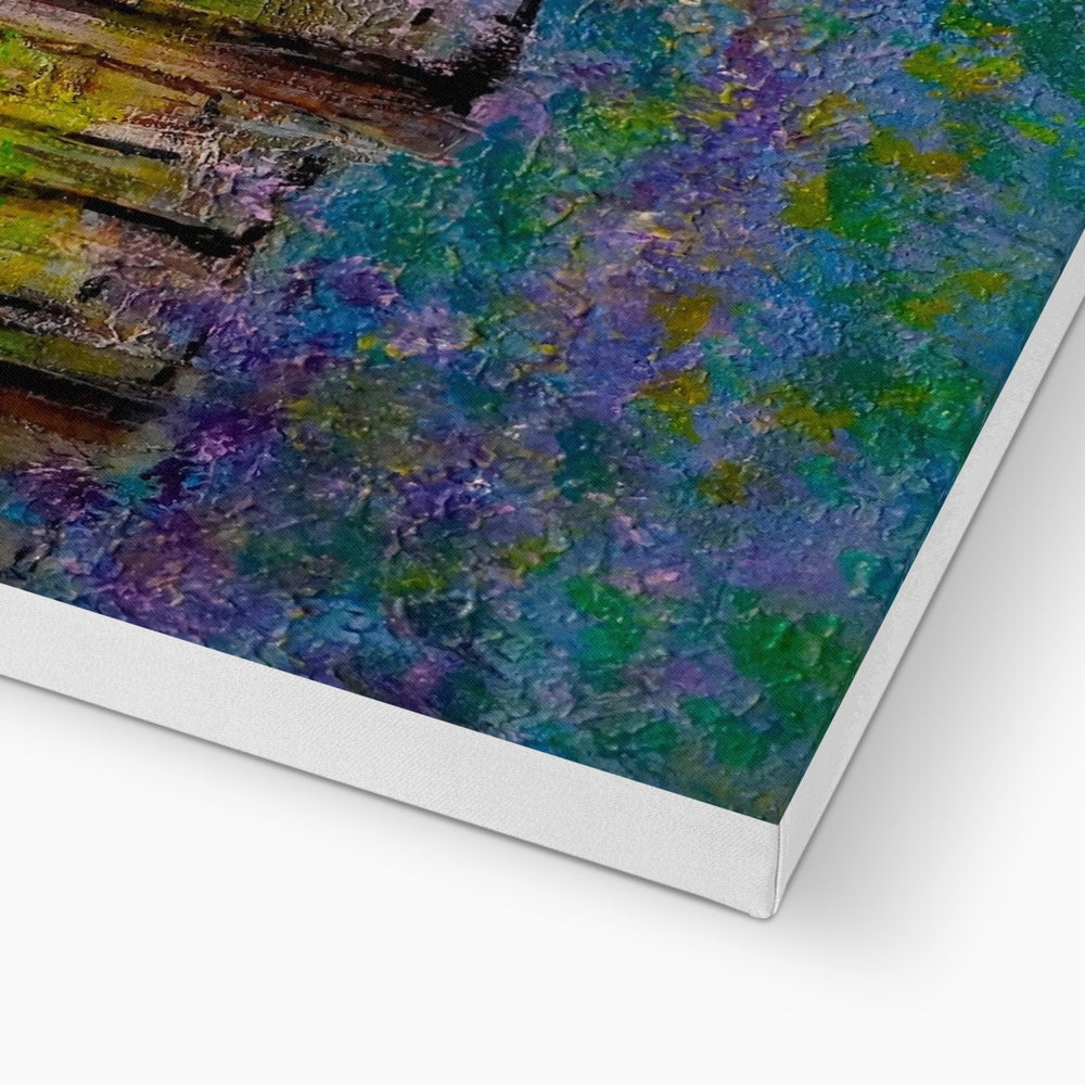 Textured impressionistic Highland Bluebells Canvas artwork on white background