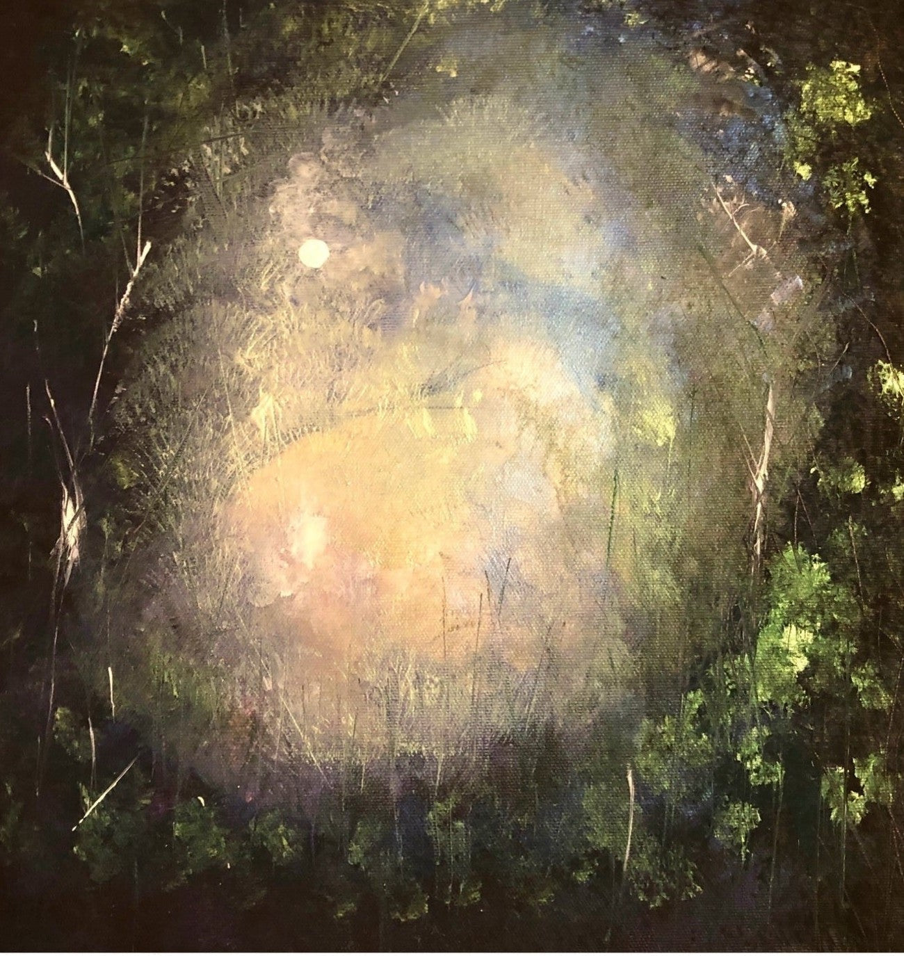 Impressionistic forest clearing painting from A Highland Moonlit Wood ii Original Painting