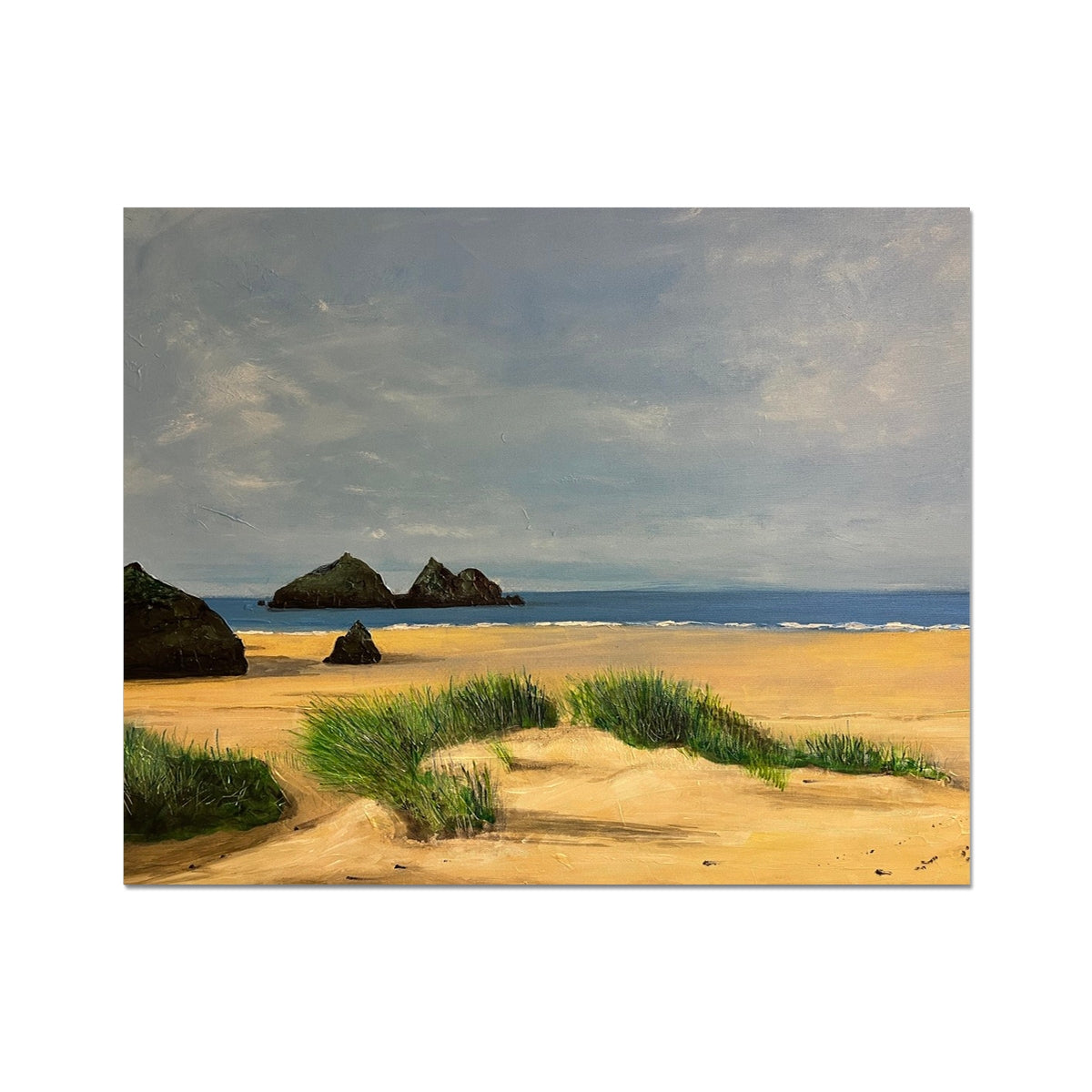 Holywell Bay Cornwall Painting | Artist Proof Collector Prints From Scotland-Artist Proof Collector Prints-World Art Gallery-20"x16"-Paintings, Prints, Homeware, Art Gifts From Scotland By Scottish Artist Kevin Hunter