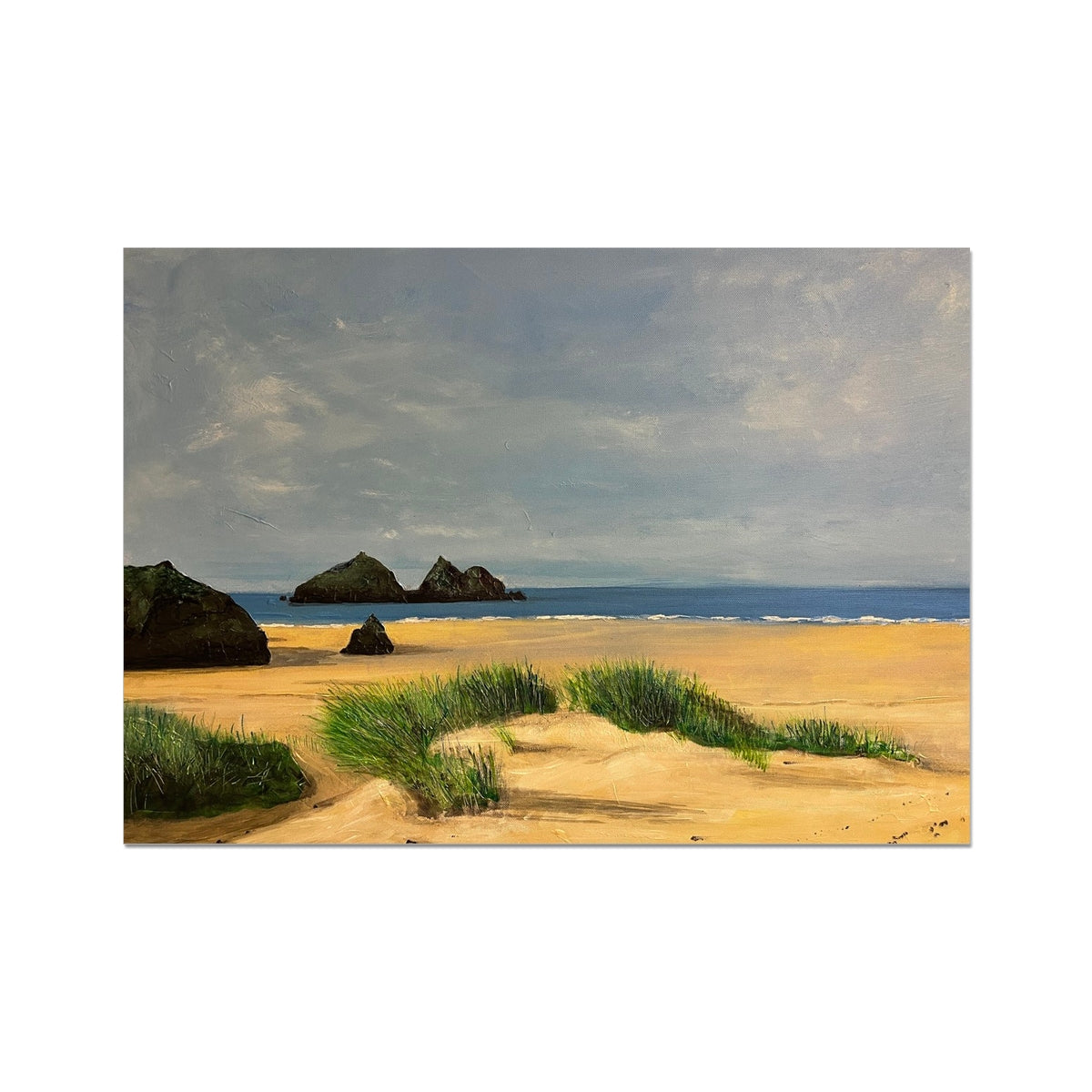 Holywell Bay Cornwall Painting | Fine Art Prints From Scotland-Unframed Prints-World Art Gallery-A2 Landscape-Paintings, Prints, Homeware, Art Gifts From Scotland By Scottish Artist Kevin Hunter