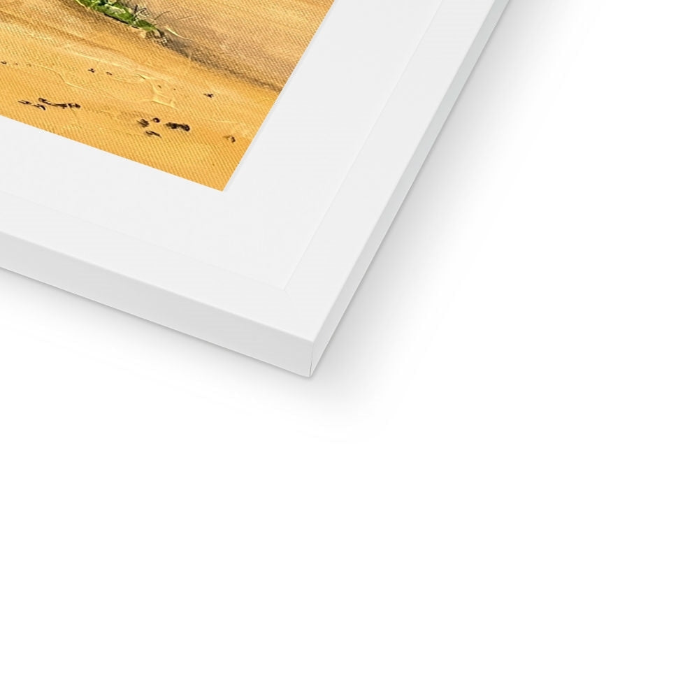 Holywell Beach Cornwall framed canvas print with sandy footprints