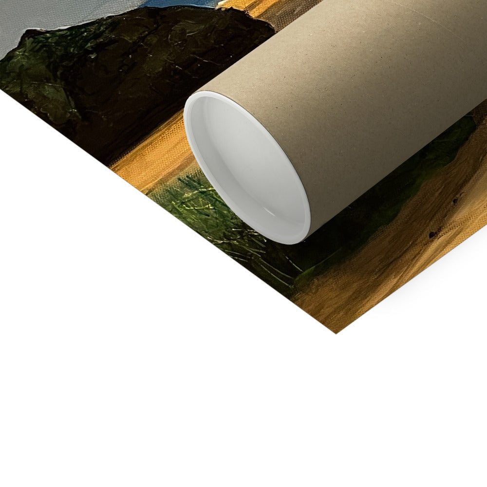 Holywell Beach Cornwall Hahnemuhle German Etching Print in glossy white vase