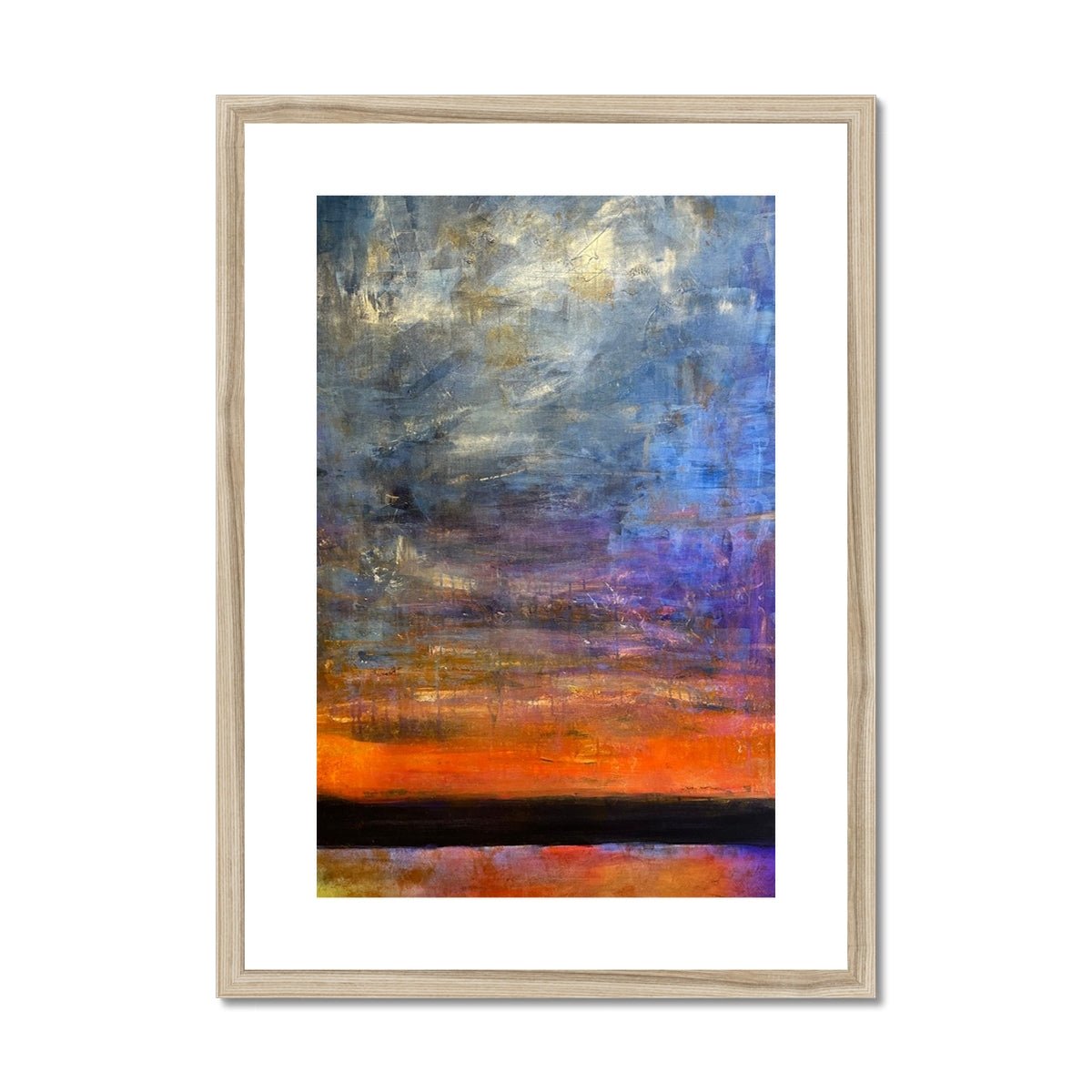 Horizon Dreams Abstract Painting | Framed & Mounted Prints From Scotland-Framed & Mounted Prints-Abstract & Impressionistic Art Gallery-A2 Portrait-Natural Frame-Paintings, Prints, Homeware, Art Gifts From Scotland By Scottish Artist Kevin Hunter