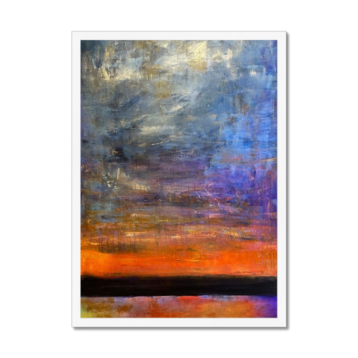 Horizon Dreams Abstract Painting | Framed Prints From Scotland-Framed Prints-Abstract & Impressionistic Art Gallery-A2 Portrait-White Frame-Paintings, Prints, Homeware, Art Gifts From Scotland By Scottish Artist Kevin Hunter