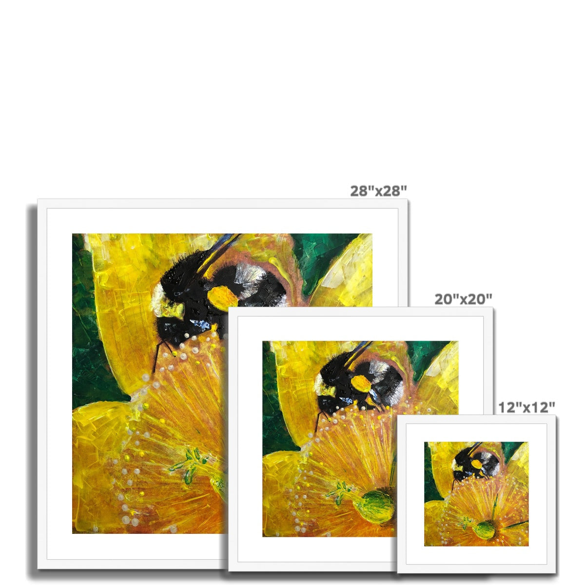 Yellow Hypericum flower with black bee wall art print