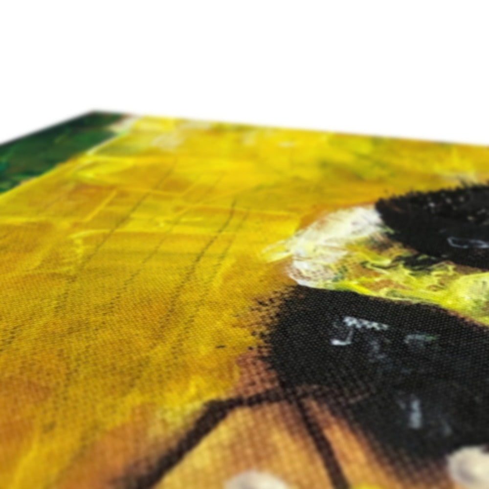 Yellow and black bumblebee on textured canvas in The Hypericum & The Bee print