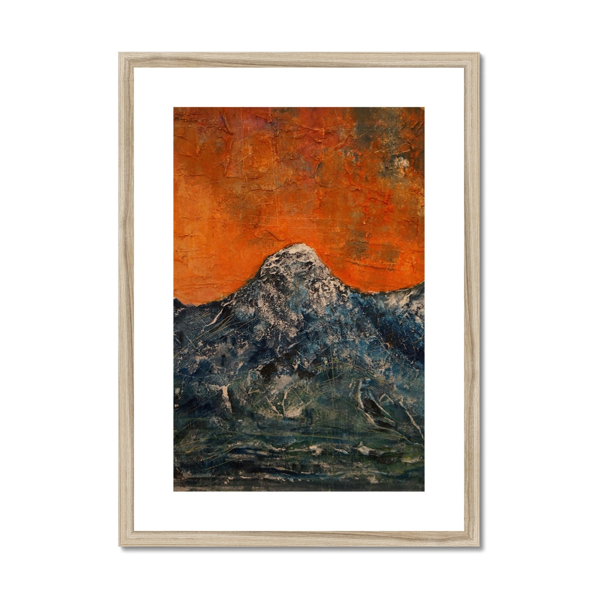 Impressions Of Glencoe I art print: wooden-framed mountain landscape with orange sky