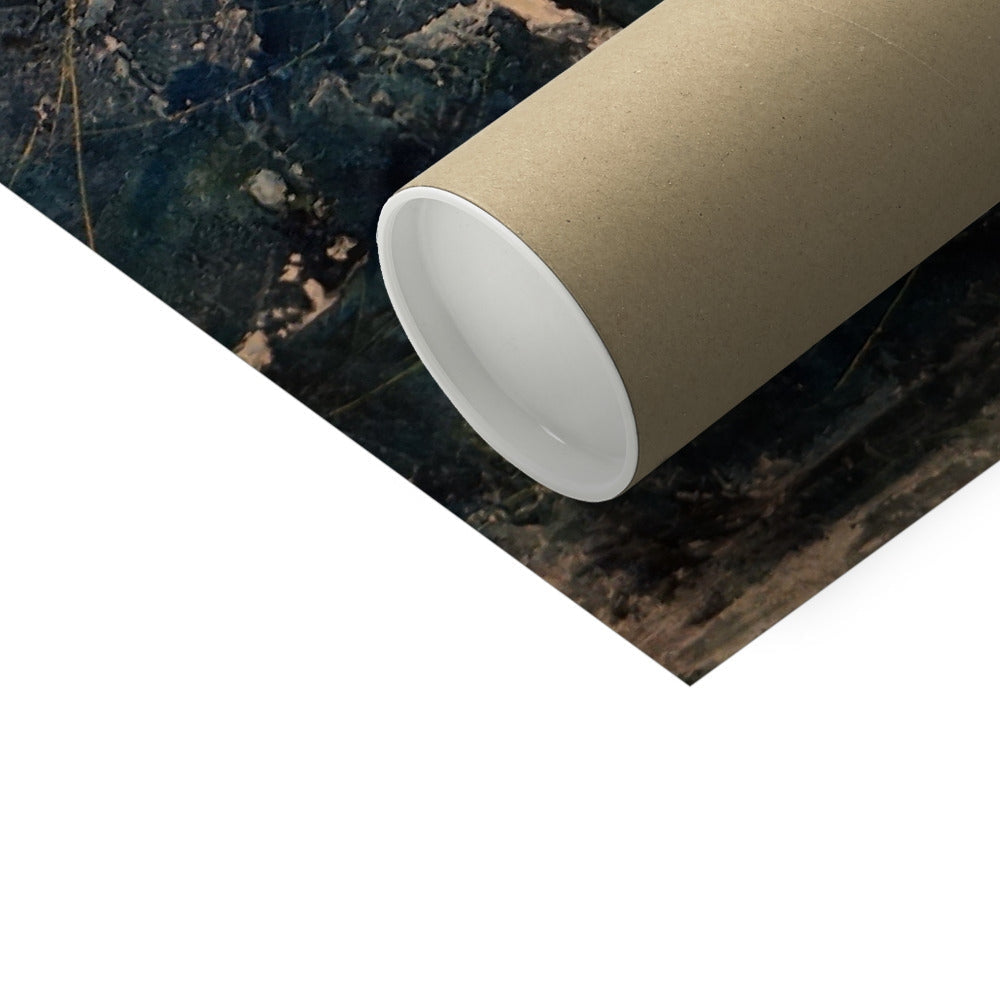 Brown cardboard tube with black marble paper for Glencoe artist proof print