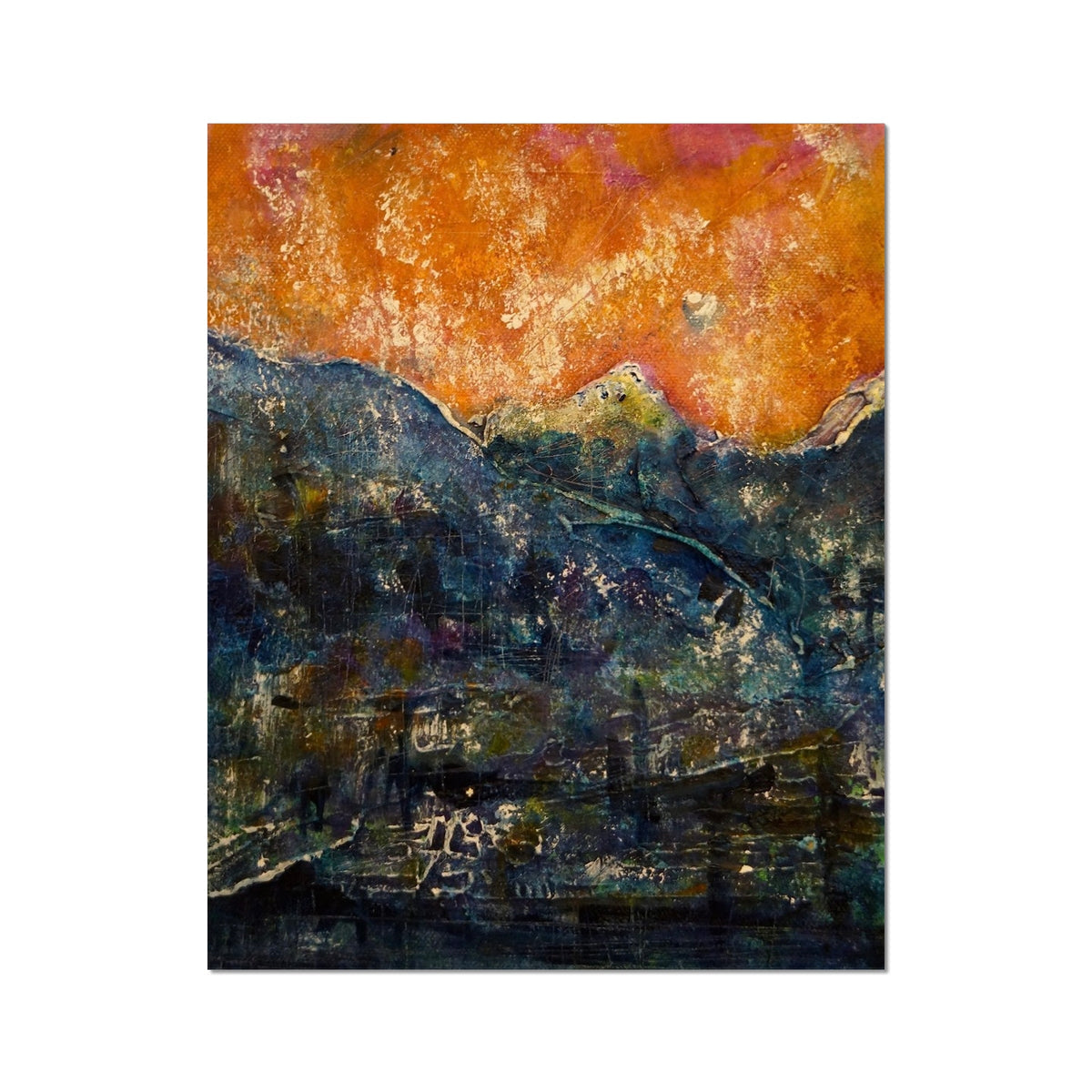 Orange yellow abstract textured brushstrokes in Impressions Of Glencoe ii artist proof print