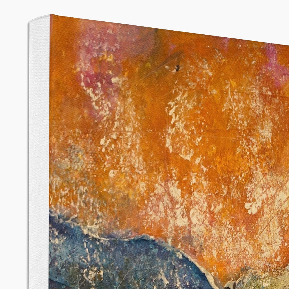 Orange and blue textured abstract canvas art, Impressions Of Glencoe II print