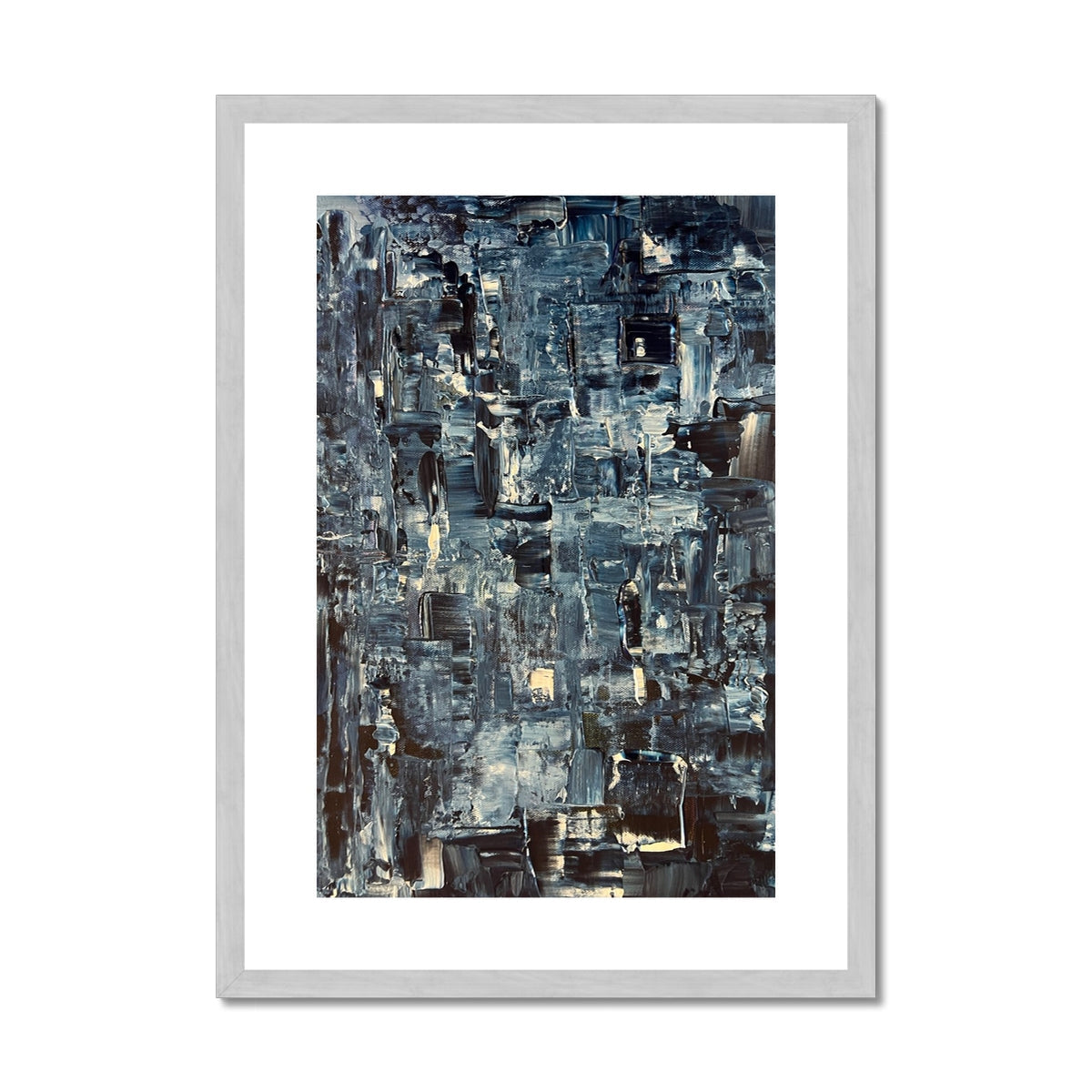 Inception Abstract Painting | Antique Framed & Mounted Prints From Scotland-Antique Framed & Mounted Prints-Abstract & Impressionistic Art Gallery-A2 Portrait-Silver Frame-Paintings, Prints, Homeware, Art Gifts From Scotland By Scottish Artist Kevin Hunter