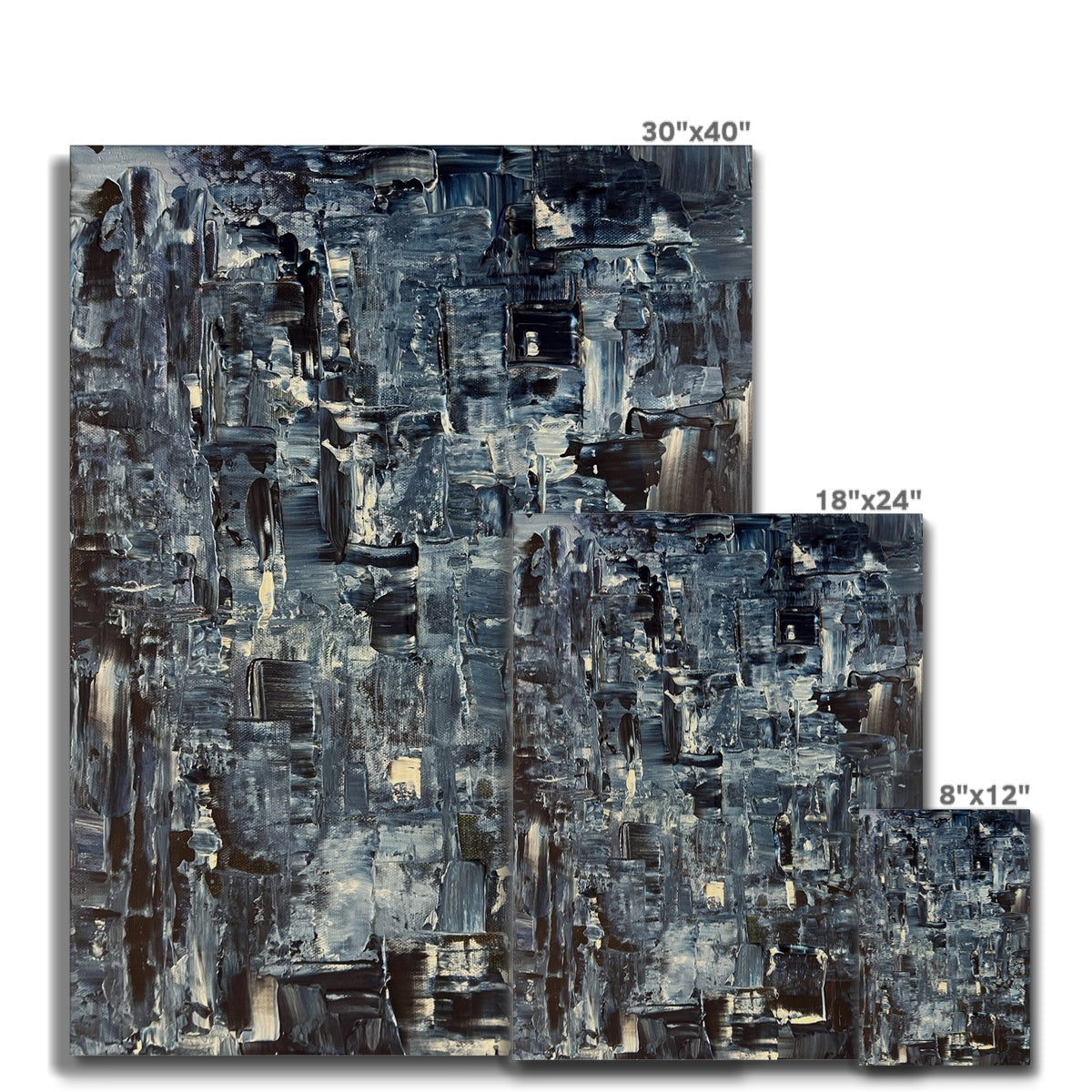 Abstract textured Inception Canvas Print in dark gray black acrylic