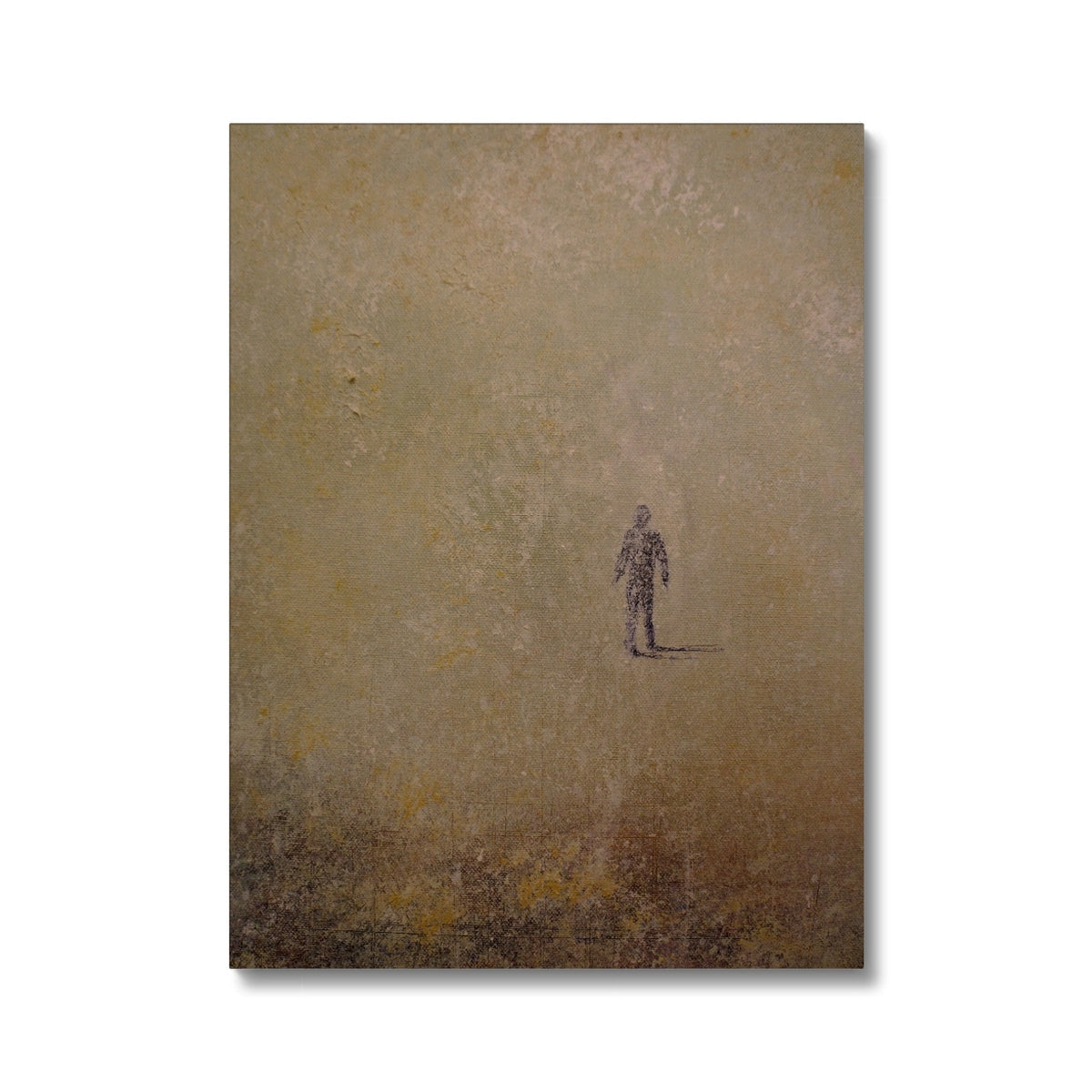 Into the Munro Mist brown textured canvas print with minimalist human figure