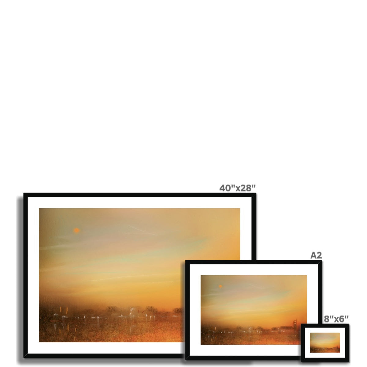 Inveraray Dusk 40x28 inch framed sunset print in black frame