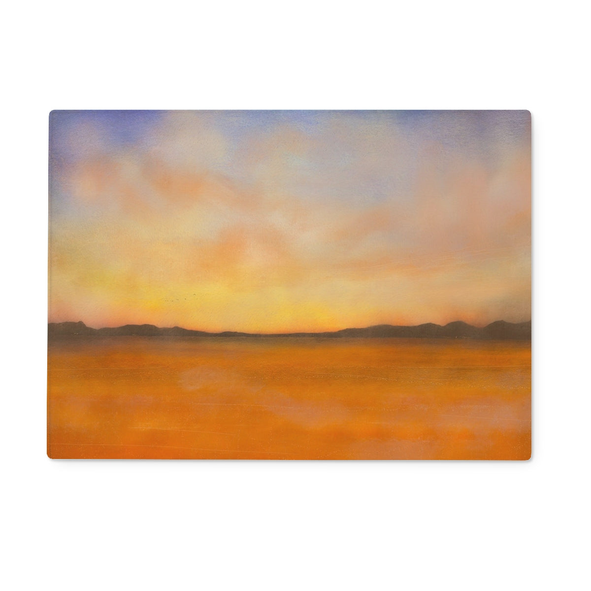 Islay Dawn Art Gifts Glass Chopping Board-Glass Chopping Boards-Hebridean Islands Art Gallery-15"x11" Rectangular-Paintings, Prints, Homeware, Art Gifts From Scotland By Scottish Artist Kevin Hunter