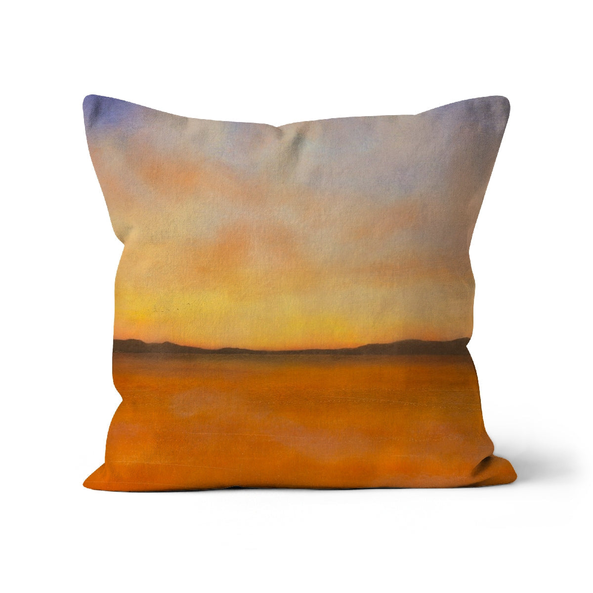 Islay Dawn Cushion: Orange-Yellow Sunset Watercolor Throw Pillow