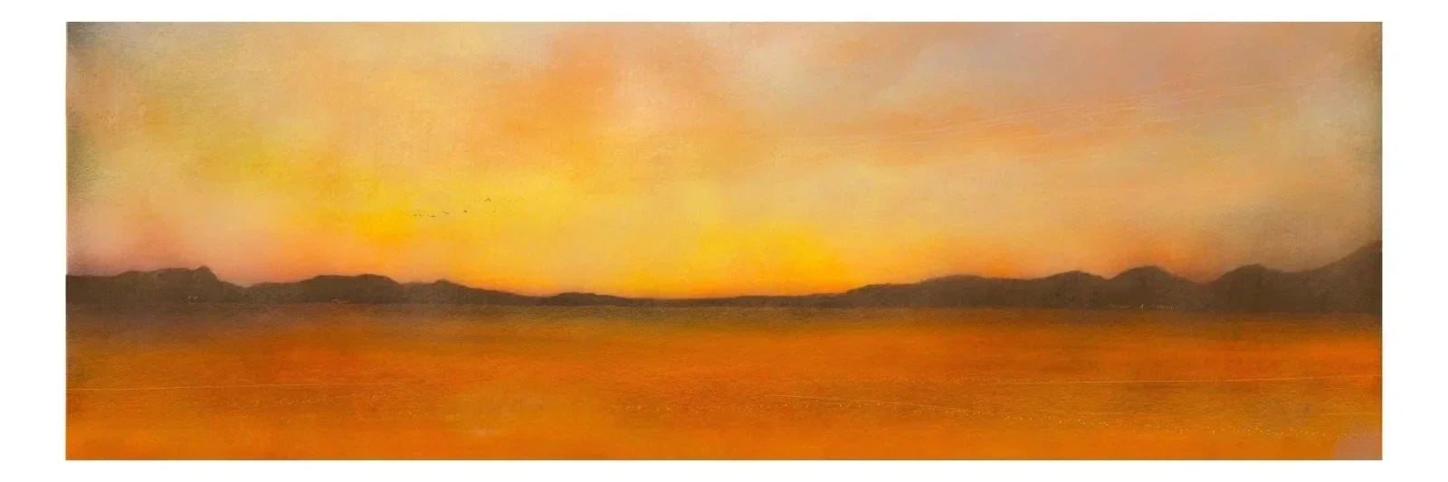 Yellow and orange desert hills in Islay Dawn panoramic painting