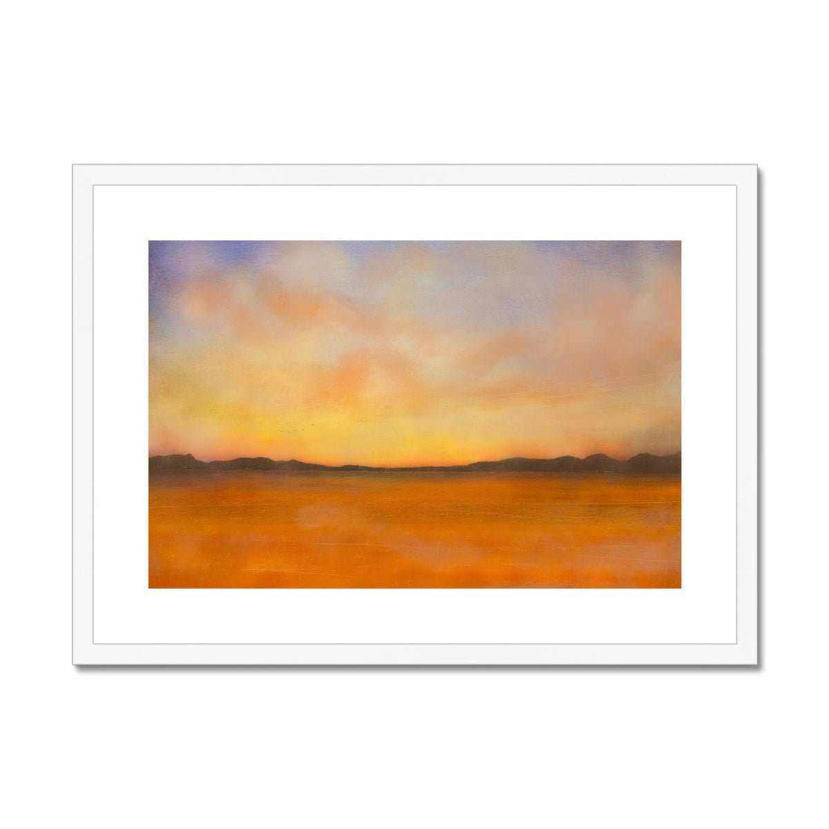 Islay Dawn Painting | Framed & Mounted Prints From Scotland-Framed & Mounted Prints-Hebridean Islands Art Gallery-A2 Landscape-White Frame-Paintings, Prints, Homeware, Art Gifts From Scotland By Scottish Artist Kevin Hunter