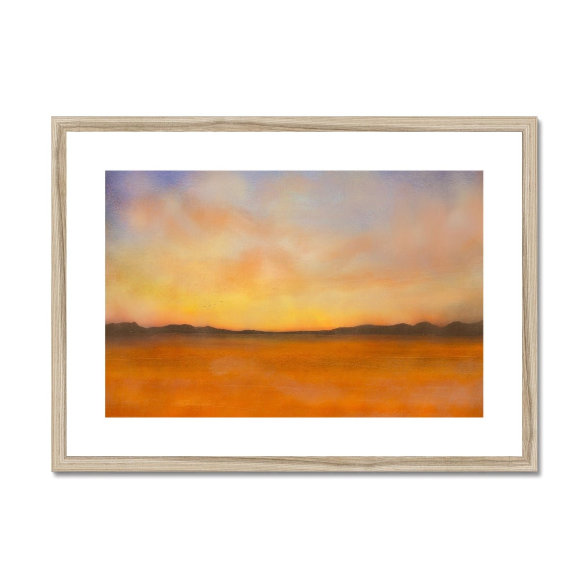 Islay Dawn Painting | Framed & Mounted Prints From Scotland-Framed & Mounted Prints-Hebridean Islands Art Gallery-A2 Landscape-Natural Frame-Paintings, Prints, Homeware, Art Gifts From Scotland By Scottish Artist Kevin Hunter