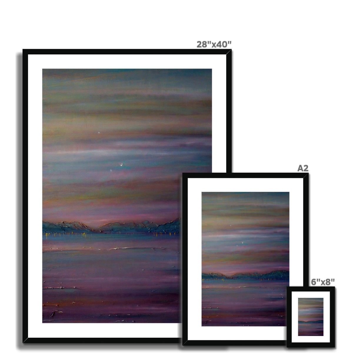 Framed abstract Jupiter, Venus & Moon over River Clyde print