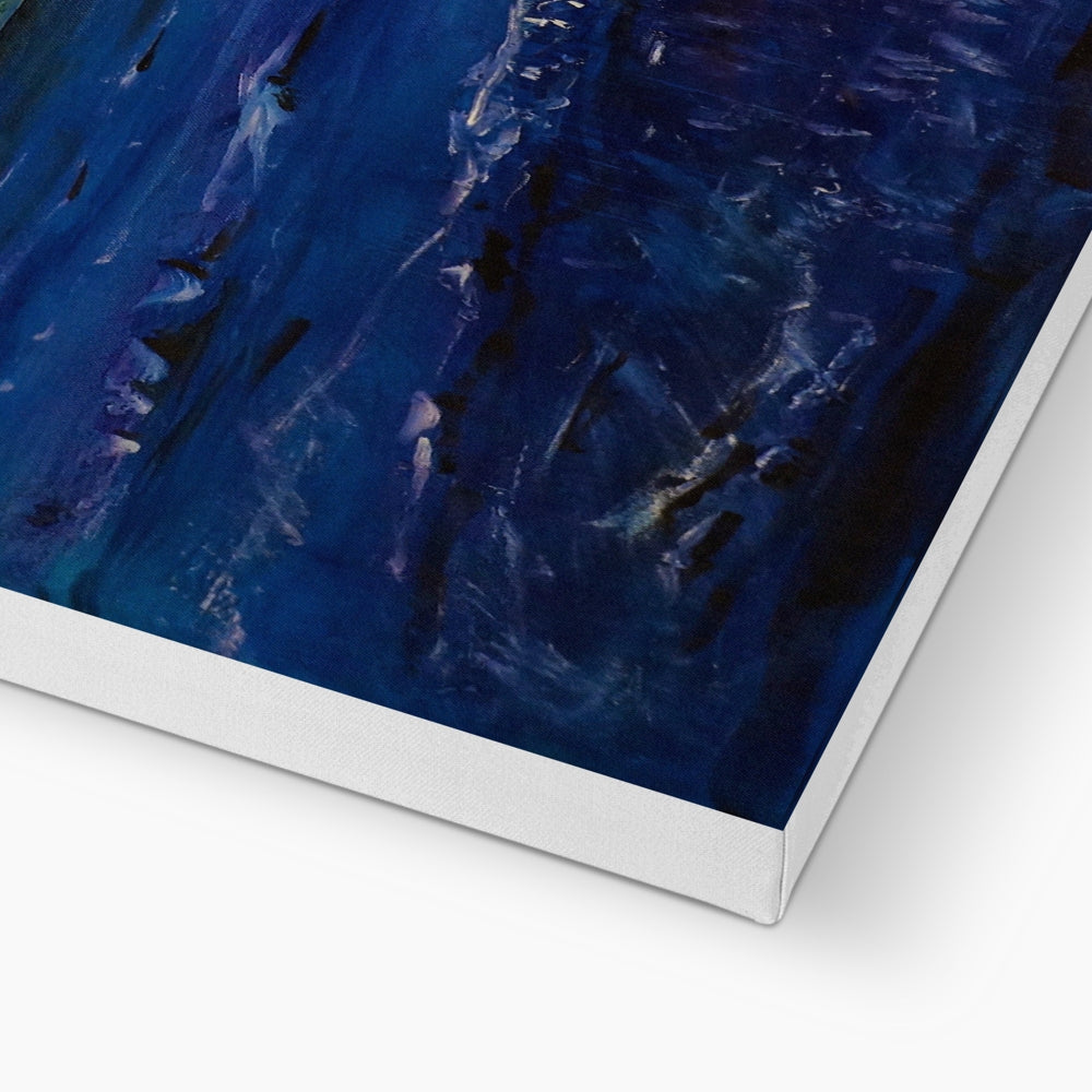 Blue Jura Canvas abstract art print with textured surface and silver frame