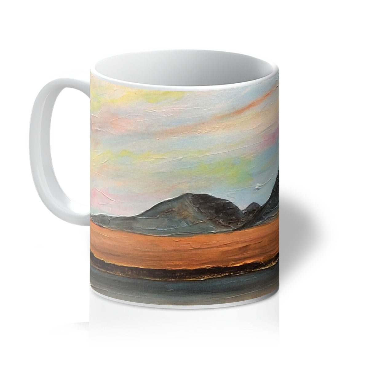Jura Dawn Art Gifts Mug-Mugs-Hebridean Islands Art Gallery-11oz-White-Paintings, Prints, Homeware, Art Gifts From Scotland By Scottish Artist Kevin Hunter