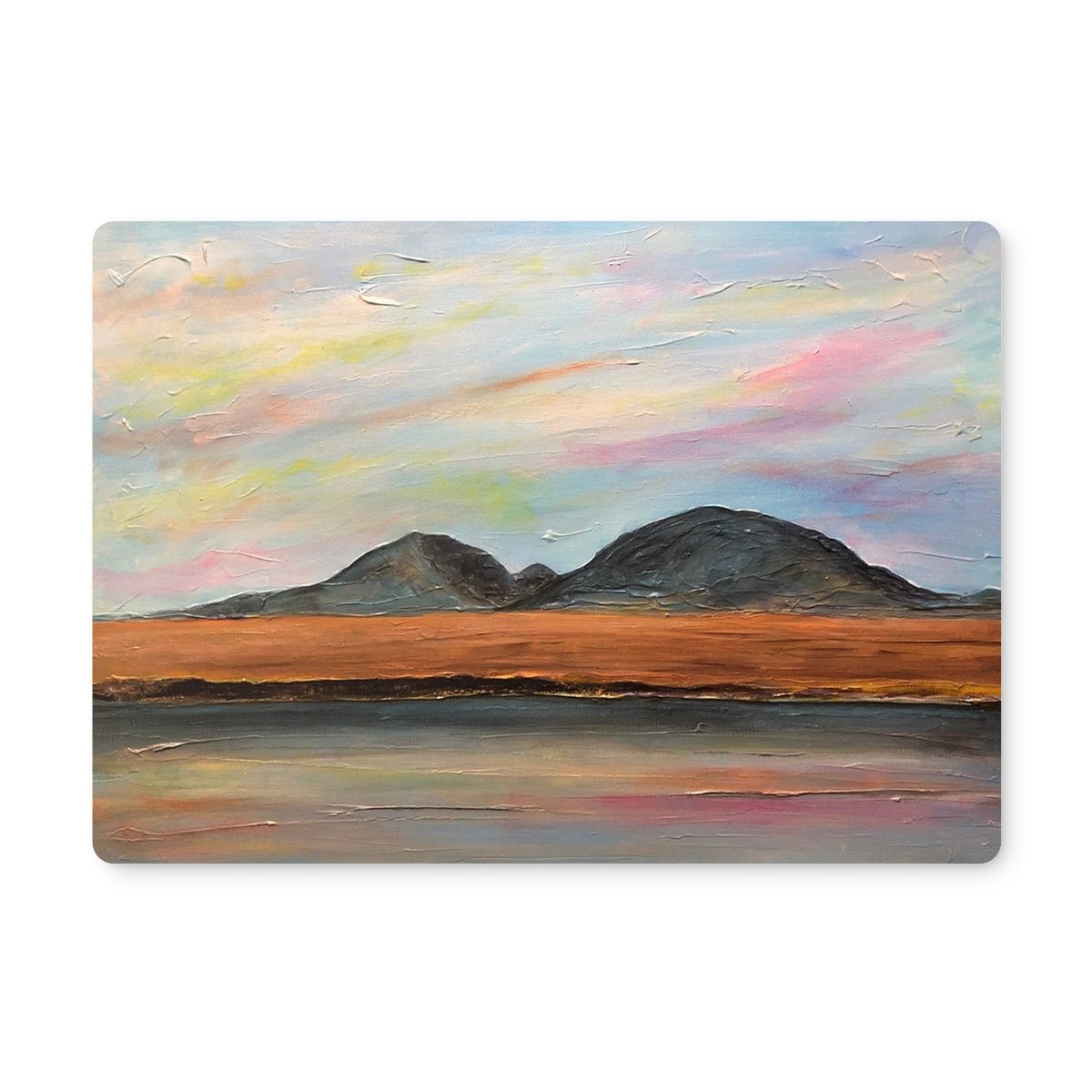Jura Dawn Art Gifts Placemat-Placemats-Hebridean Islands Art Gallery-Single Placemat-Paintings, Prints, Homeware, Art Gifts From Scotland By Scottish Artist Kevin Hunter