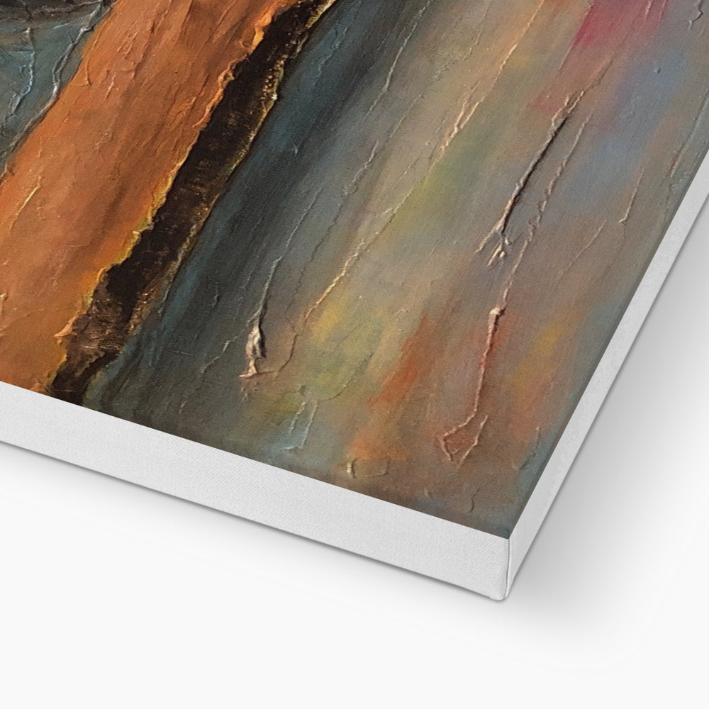 Jura Dawn Canvas: Silver-framed abstract painting with textured layers