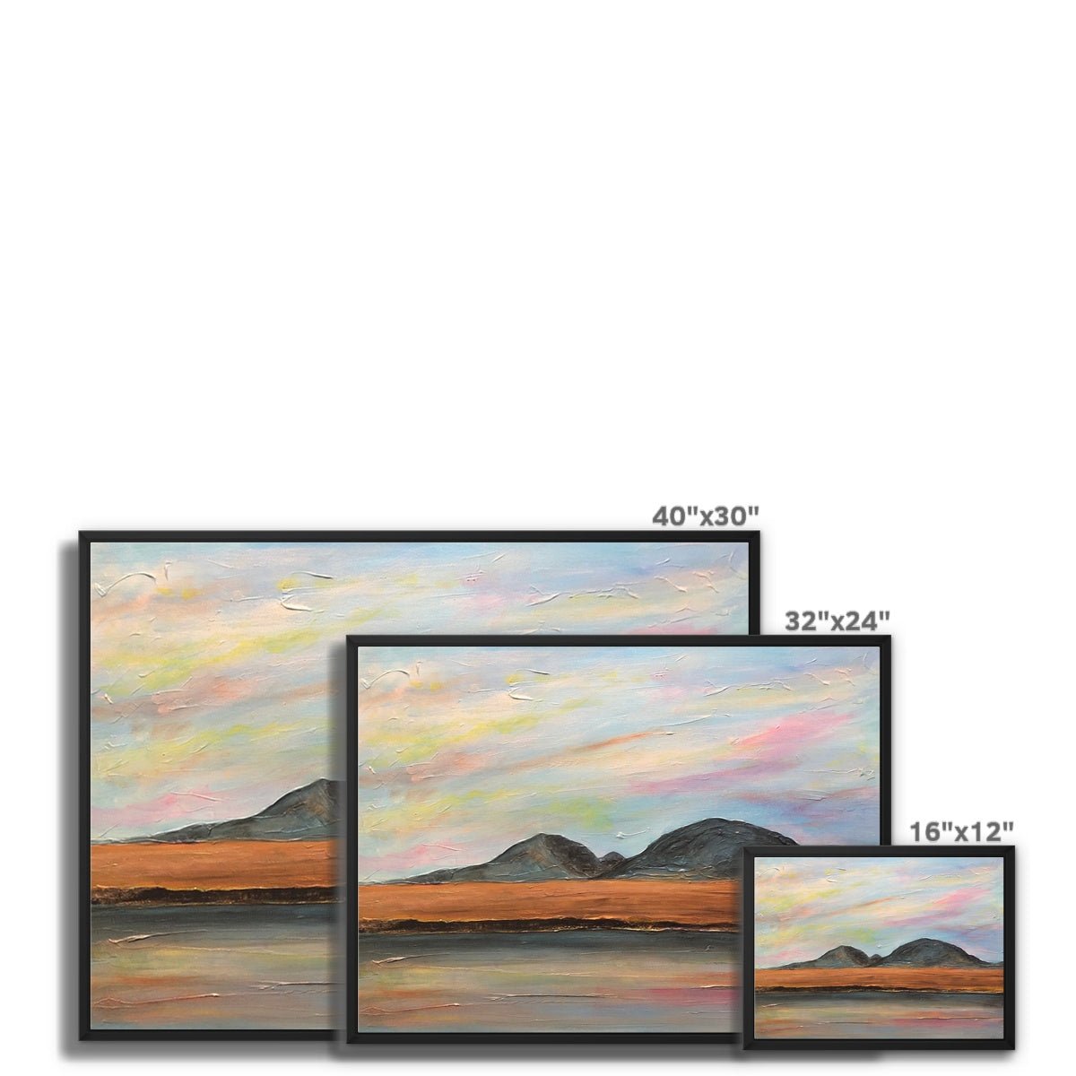 Jura Dawn Painting | Framed Canvas From Scotland-Floating Framed Canvas Prints-Hebridean Islands Art Gallery-Paintings, Prints, Homeware, Art Gifts From Scotland By Scottish Artist Kevin Hunter